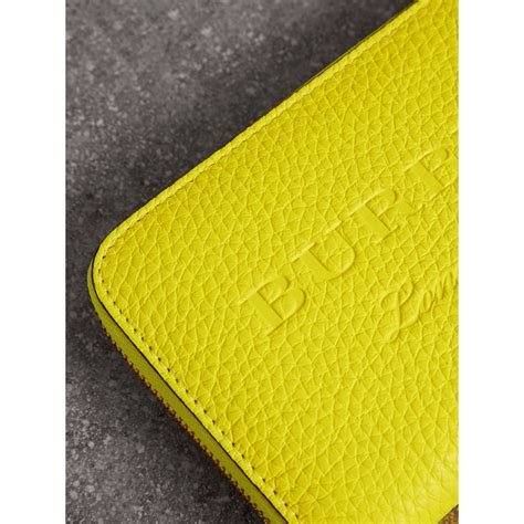 burberry embossed leather wallet with detachable strap bright yellow|leather Burberry wallet men.